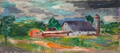 A Picturesque ca. 1940s Farm Scene with a Barn & Silo by Artist Francis Chapin