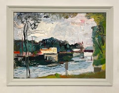 A Scenic 1940s Modern Summer Harbor Scene of Saugatuck, Michigan- Francis Chapin