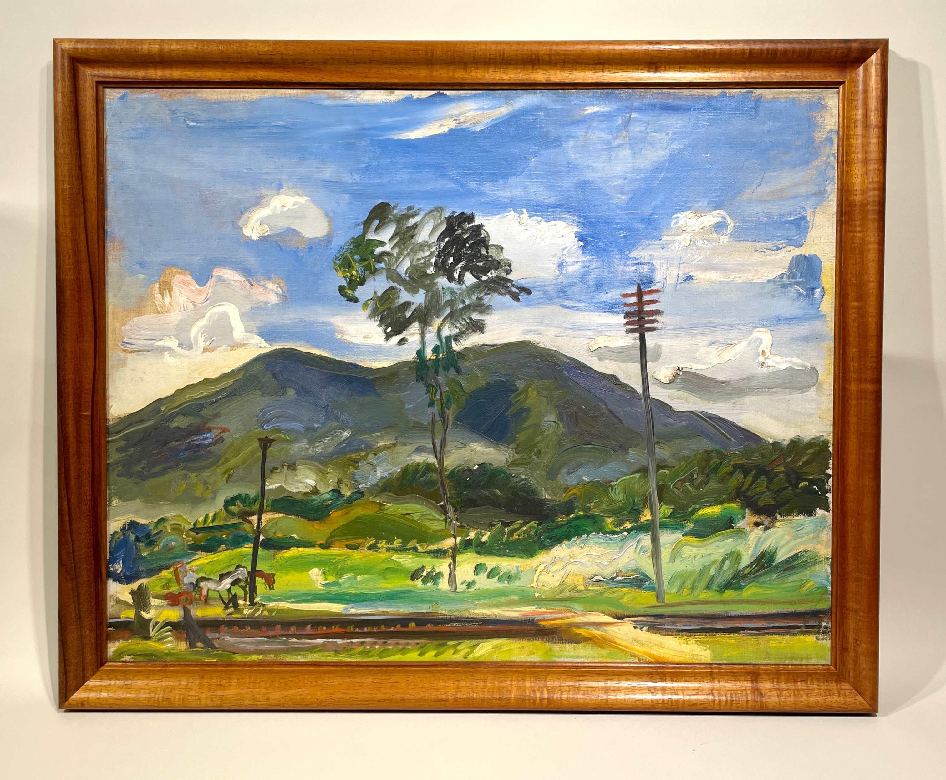 A Serene, ca. 1940s, Western Landscape Painting with Horses by  Francis Chapin For Sale 1
