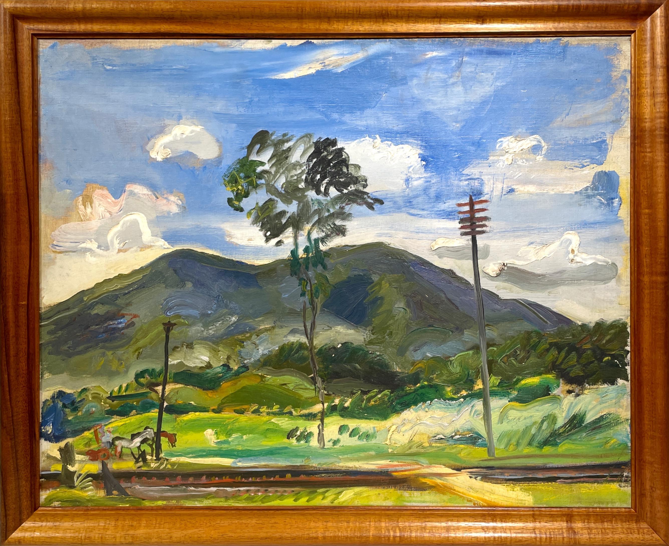 A Serene, ca. 1940s, Western Landscape Painting with Horses by  Francis Chapin For Sale 2