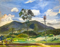 A Serene, ca. 1940s, Western Landscape Painting with Horses by  Francis Chapin