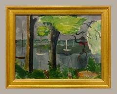 A Serene 1930s Summer Harbor Scene of Saugatuck, Michigan by Francis Chapin