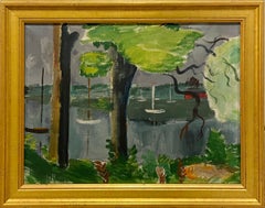 A Serene 1930s Summer Harbor Scene of Saugatuck, Michigan by Francis Chapin