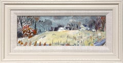 A Tranquil 1950s American Scene Country Landscape Painting, Farm in Late Autumn