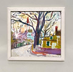 A Vibrant, 1930s American Modern Painting, Chicago City Street Scene, Old Town