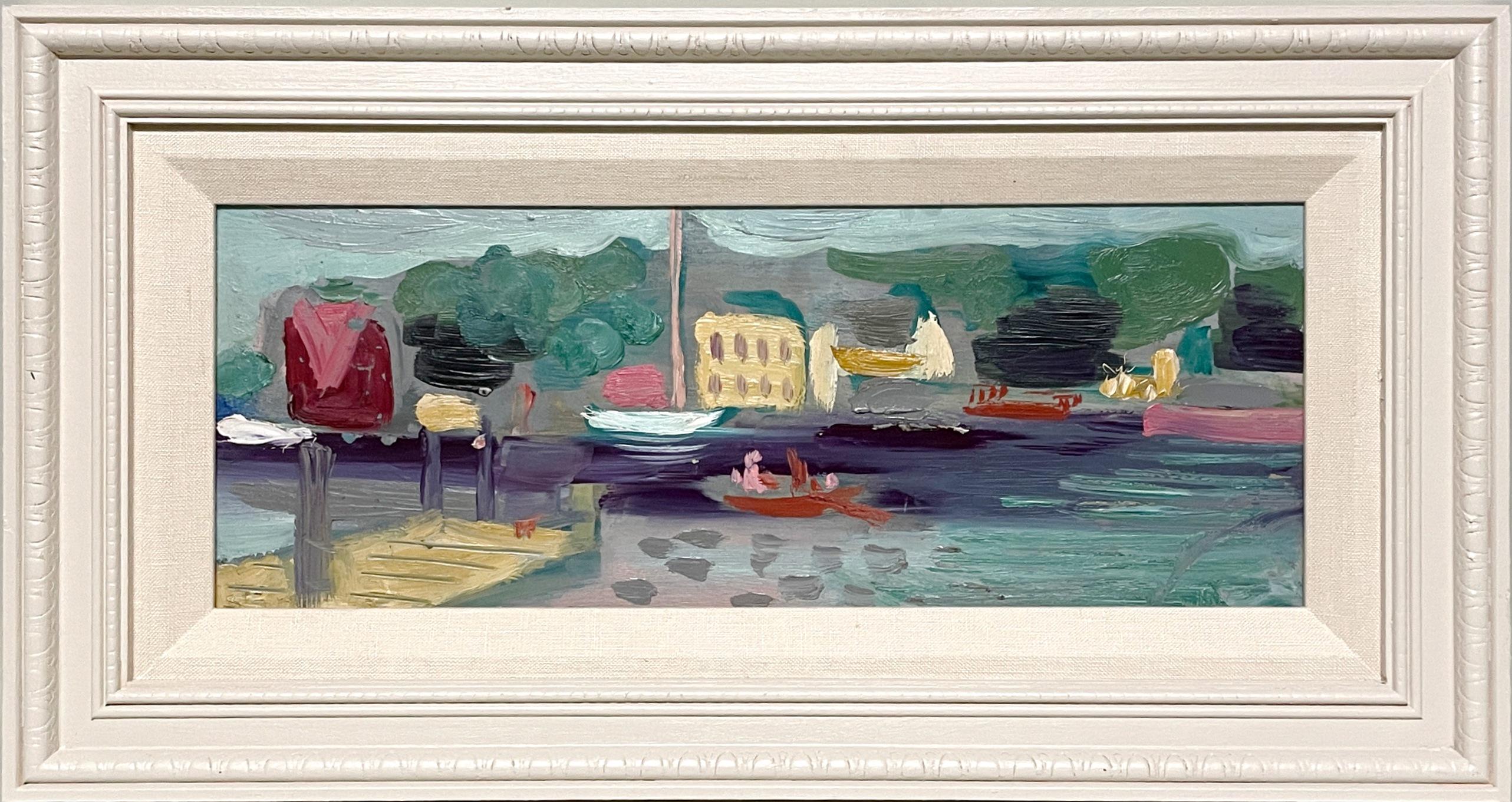 Eine lebendige, modernistische Hafenszene aus Saugatuck, Michigan, aus den 1930er Jahren von Francis Chapin