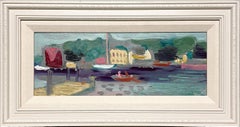 Scène de port moderniste de Saugatuck (Michigan) des années 1930, par Francis Chapin