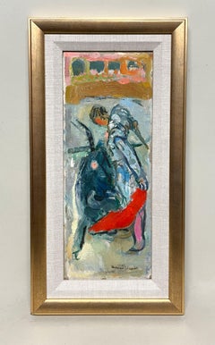 A Vibrant, 1950s Mid-Century Modern Painting of a Bull Fight by Francis Chapin