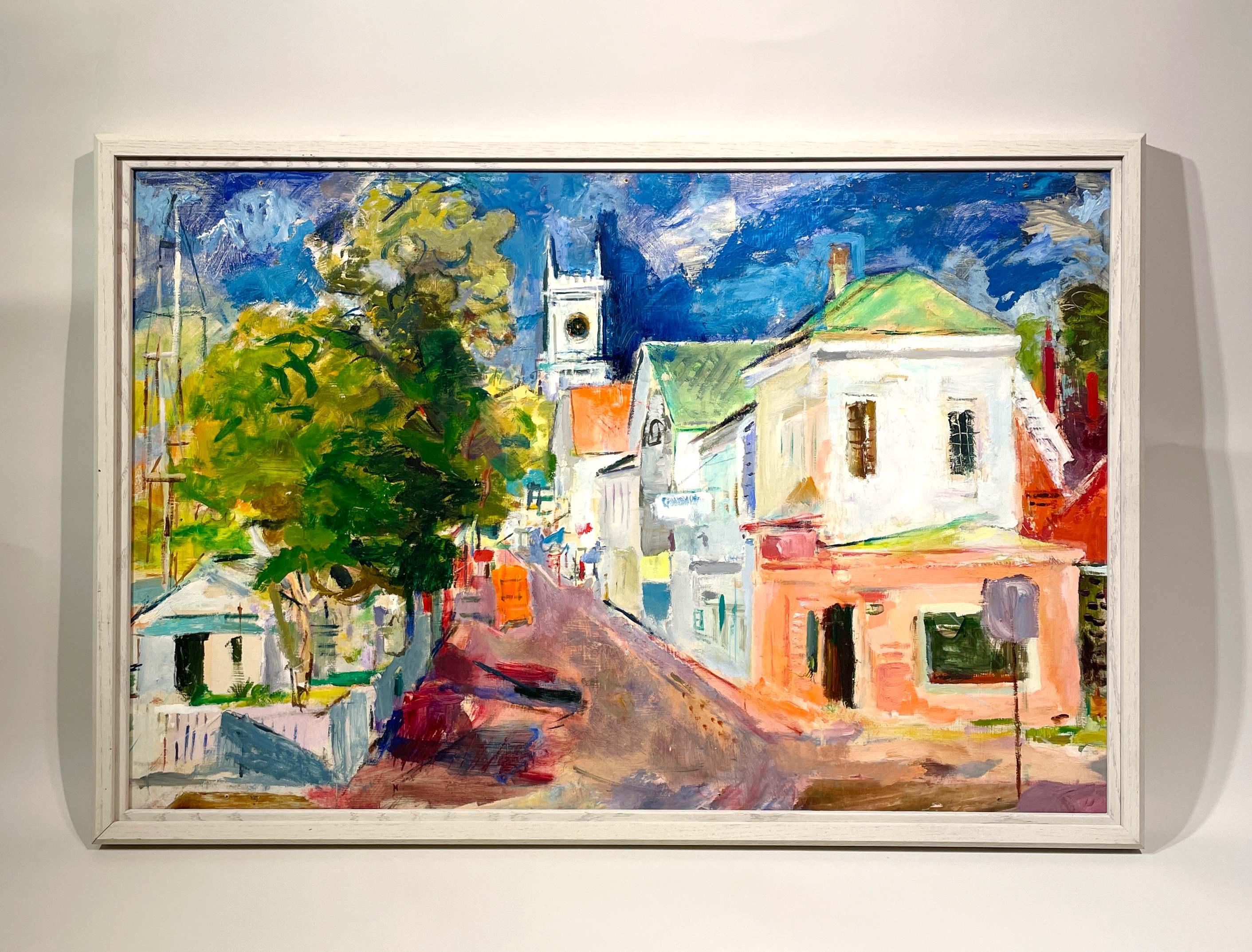 Una vibrante escena callejera de Martha's Vineyard pintada en los años 50 por Francis Chapin en venta 2