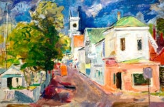 A Vibrant 1950s Street Scene Painting of Martha's Vineyard by Francis Chapin