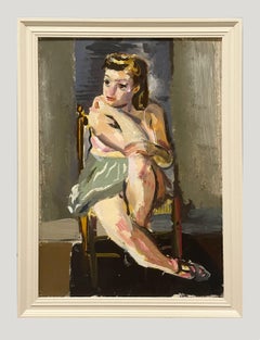 An Introspective, Modern 1940s Portrait of a Seated Young Female Ballet Dancer