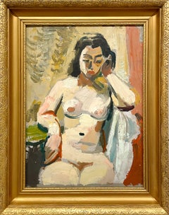 Beautiful 1940s American Modern painting of Seated Nude by Francis Chapin
