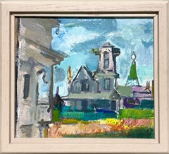 A Colorful, 1930s American Scene Painting- Victorian House with Gable