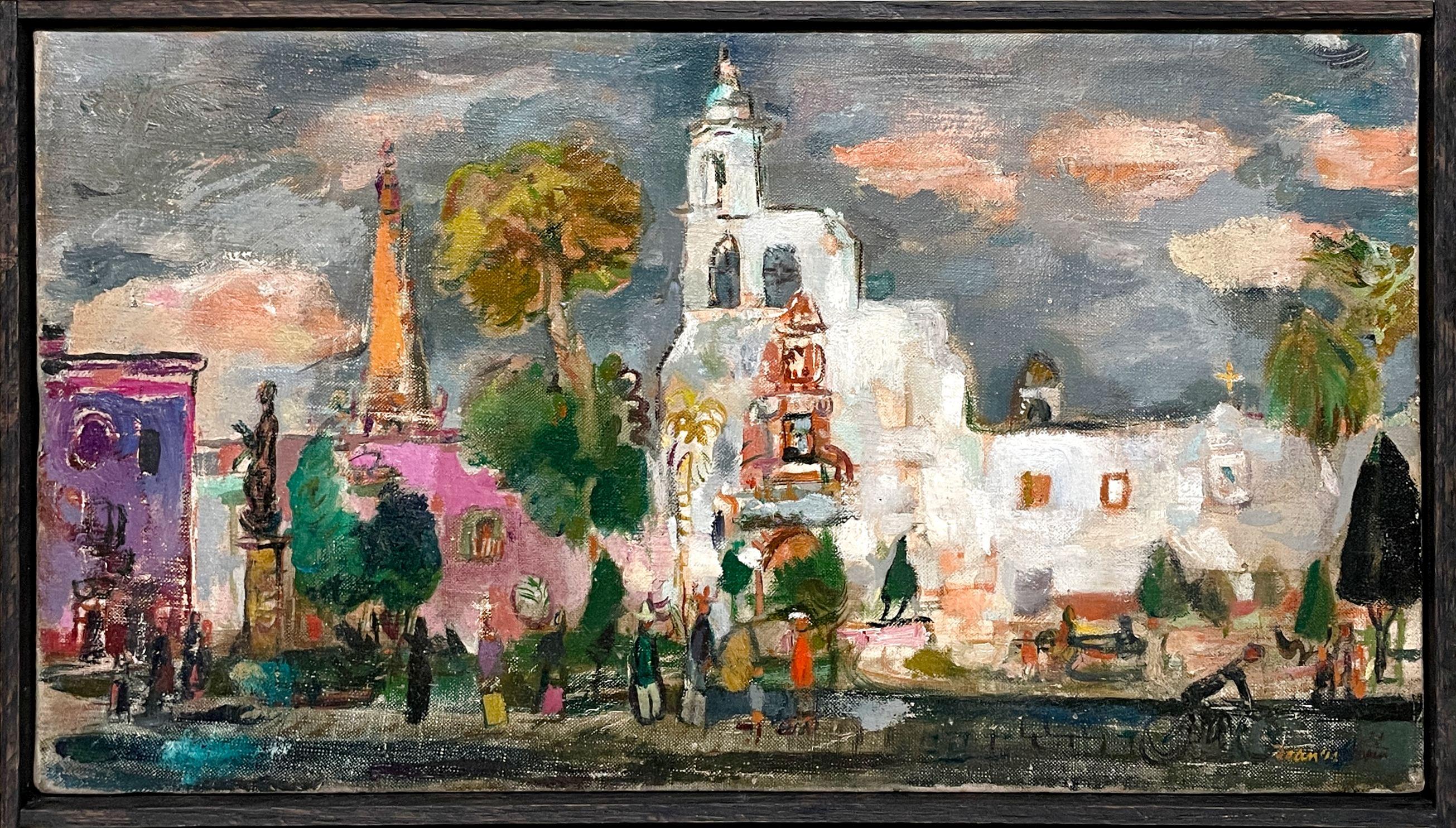 Scena di città messicana dell'artista di Chicago Francis Chapin, San Miguel de Allende in vendita 1