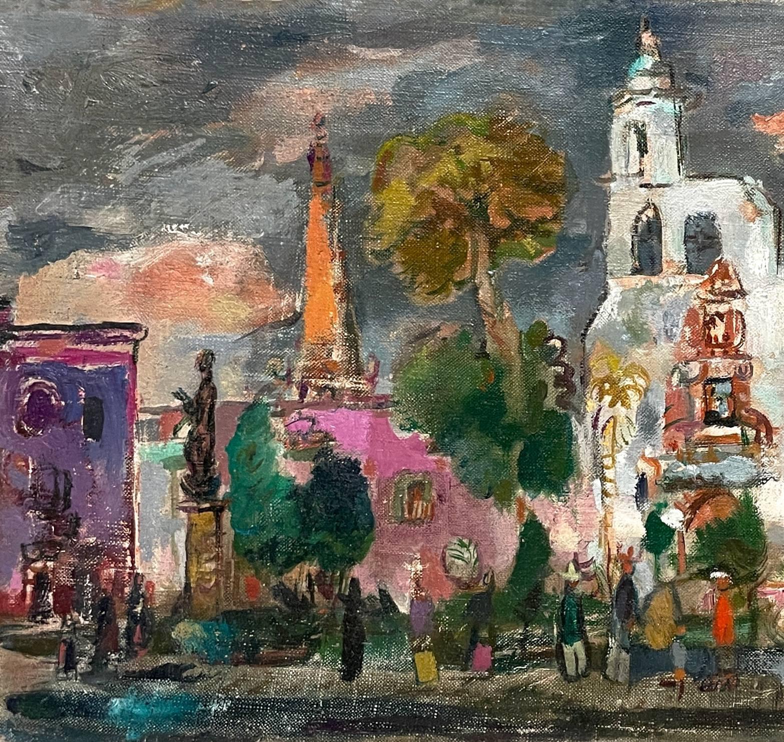 Scena di città messicana dell'artista di Chicago Francis Chapin, San Miguel de Allende in vendita 7