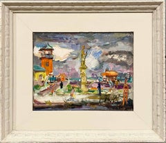 Charming 1950s Painting "Oak Bluffs, Mass." Martha's Vineyard by Francis Chapin