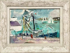 A Charming 1950s Mid-Century Modern Harbor Scene of Martha's Vineyard