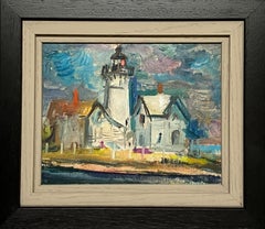 A Charming, 1950s Light House Painting "Vineyard Light" by Francis Chapin