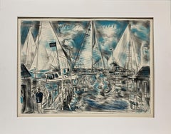 Litografía de hacia 1958 titulada "Puerto de Edgartown", del artista Francis Chapin