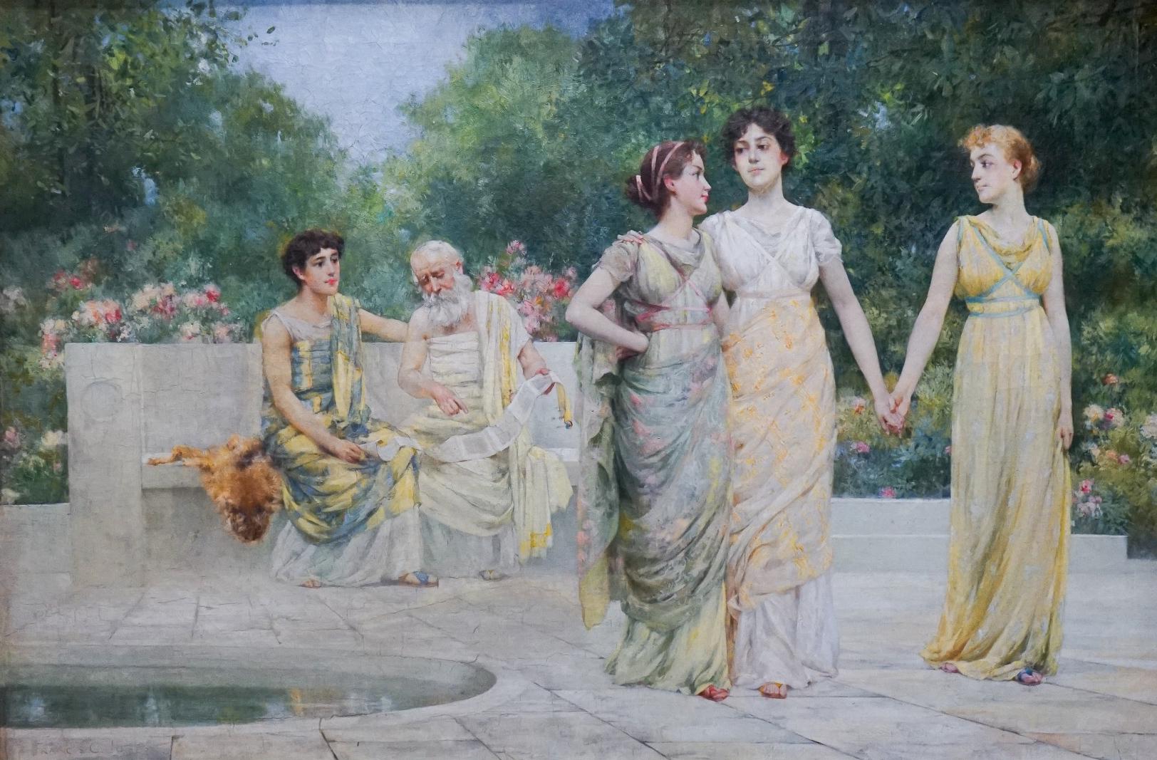 Belle Époque - Femme grecque avec robes Empire - Painting de Francis Coates Jones