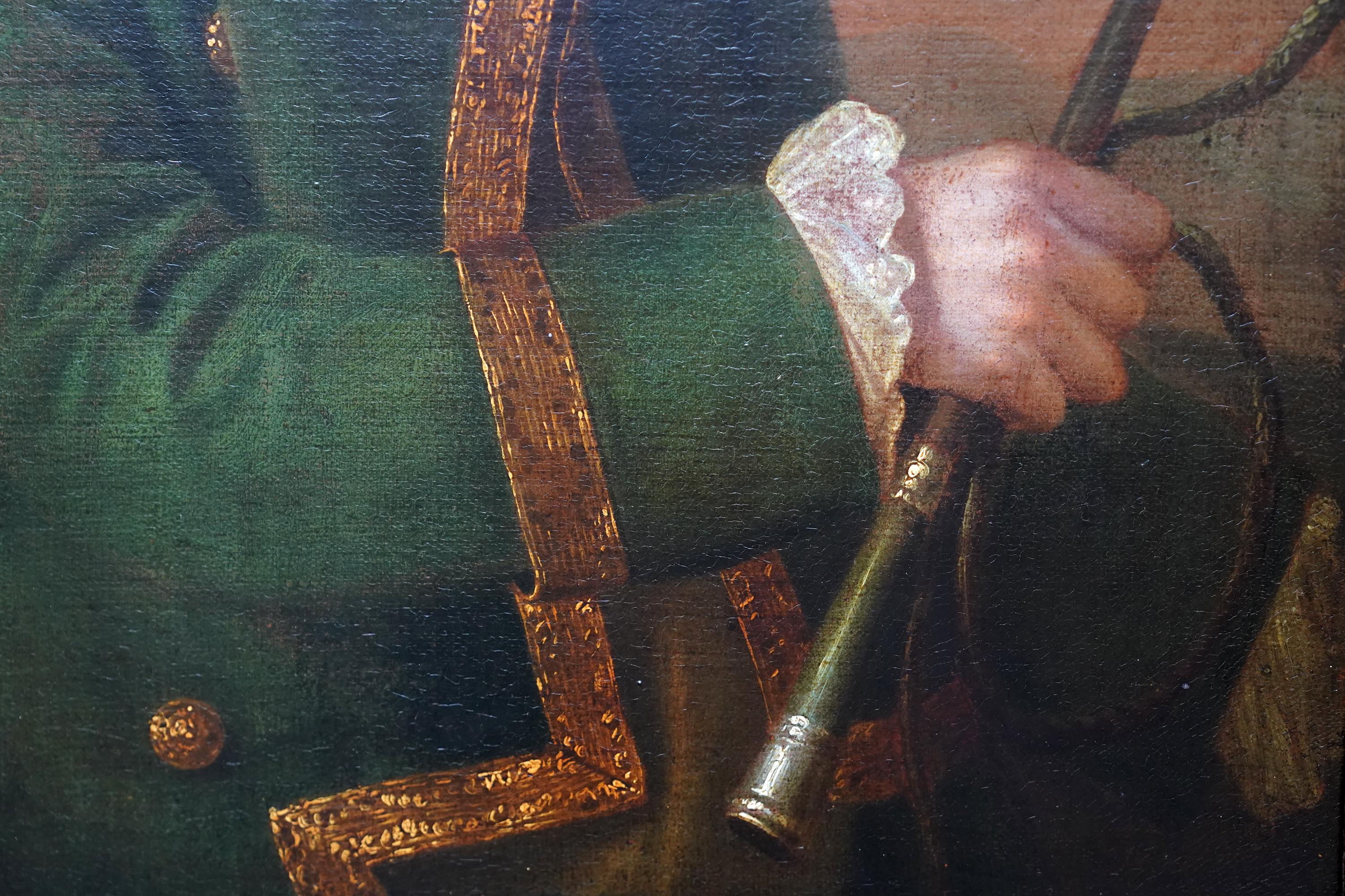Portrait of a Gentleman in Green Coat -British 18thC art Old Master oil painting For Sale 2