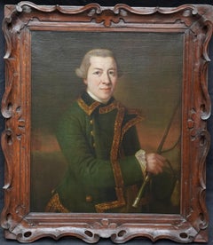 Portrait of a Gentleman in Green Coat -British 18thC art Old Master oil painting