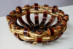 Francis Cova Bol en céramique brun doré:: circa 1970