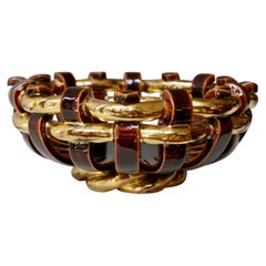 Francis Cova Gilt Gold Brown Ceramic Bowl, circa 1970s