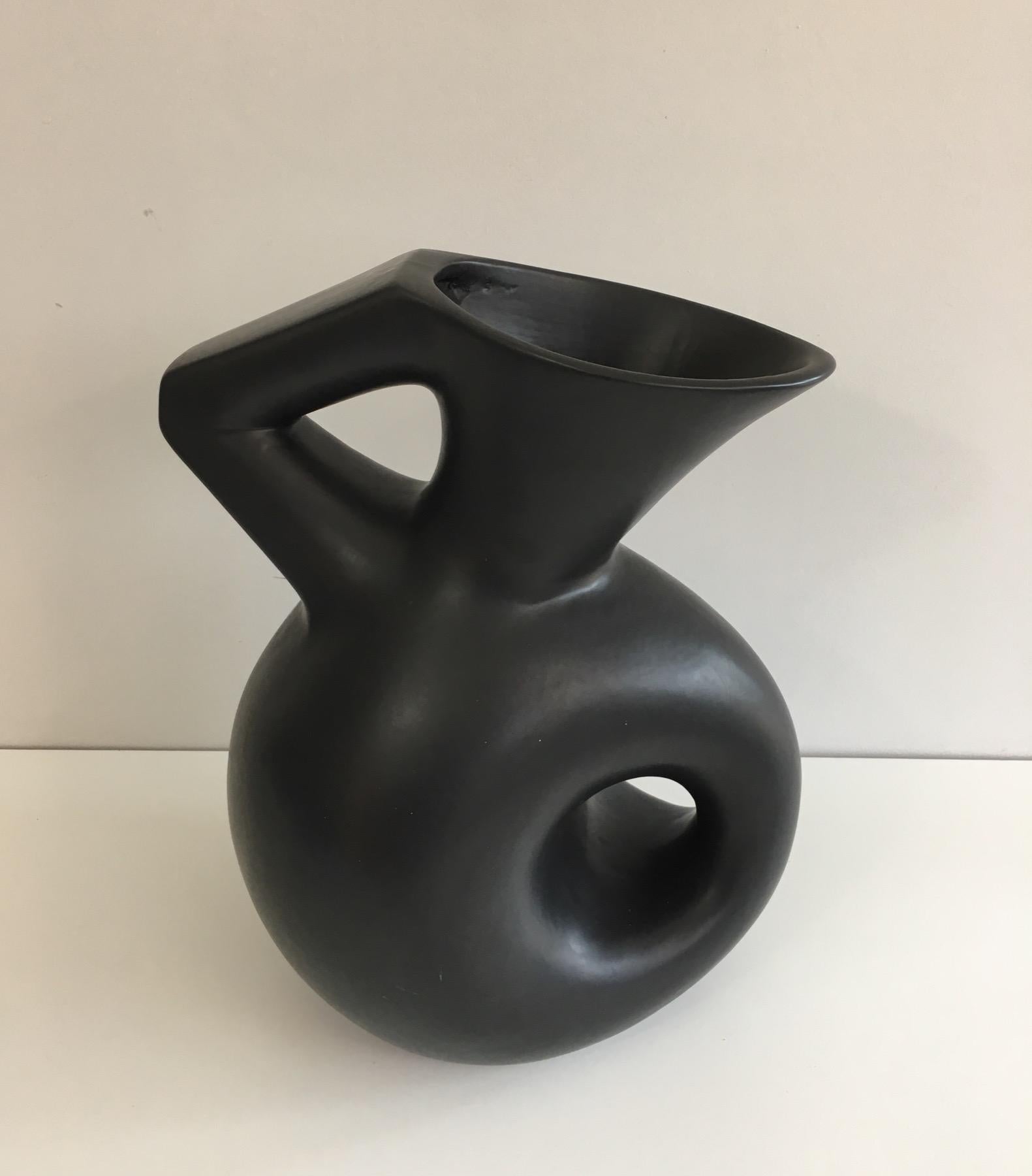 Mid-Century Modern Francis Cova, Tall Black Ceramic Sculpture