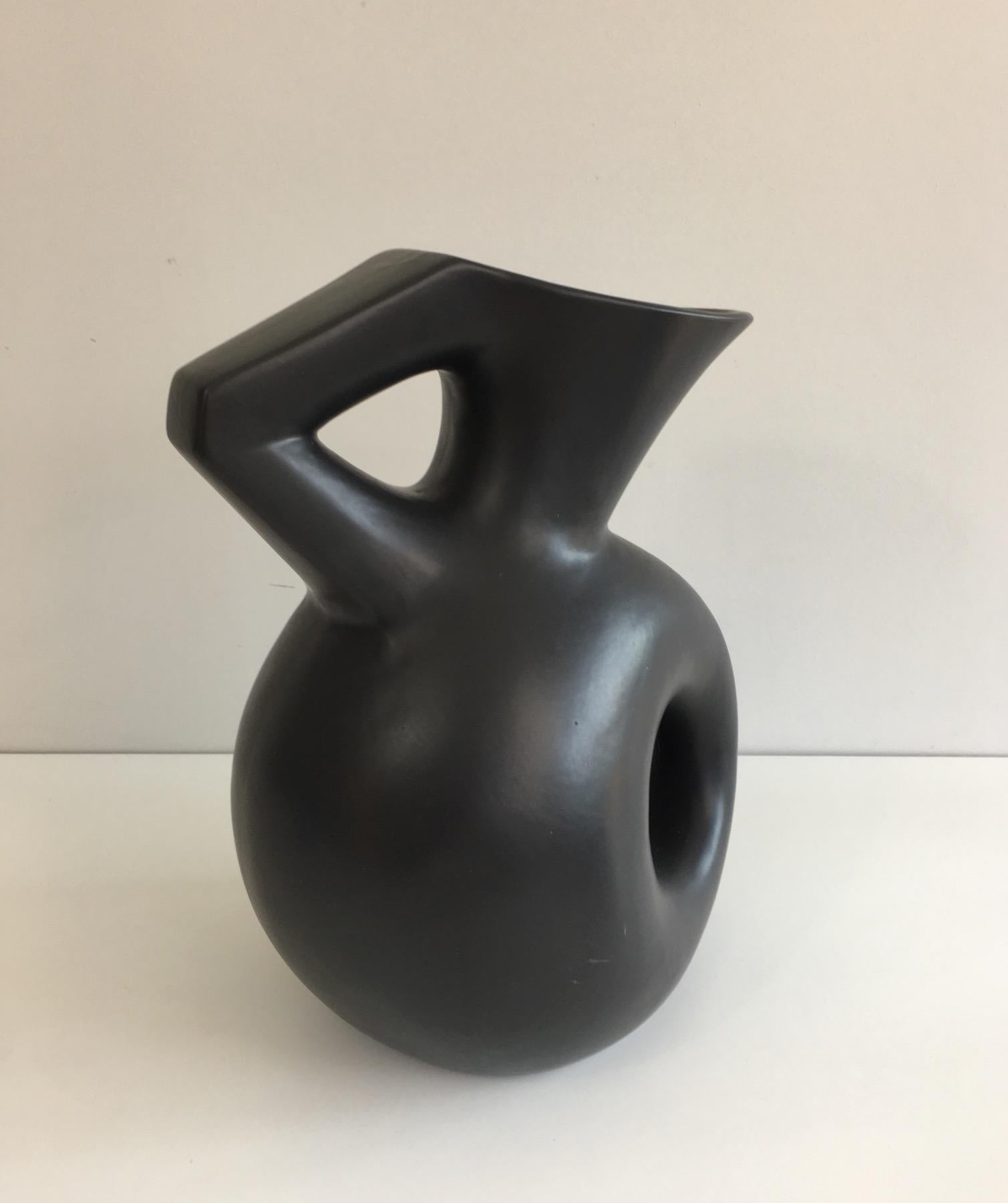 French Francis Cova, Tall Black Ceramic Sculpture