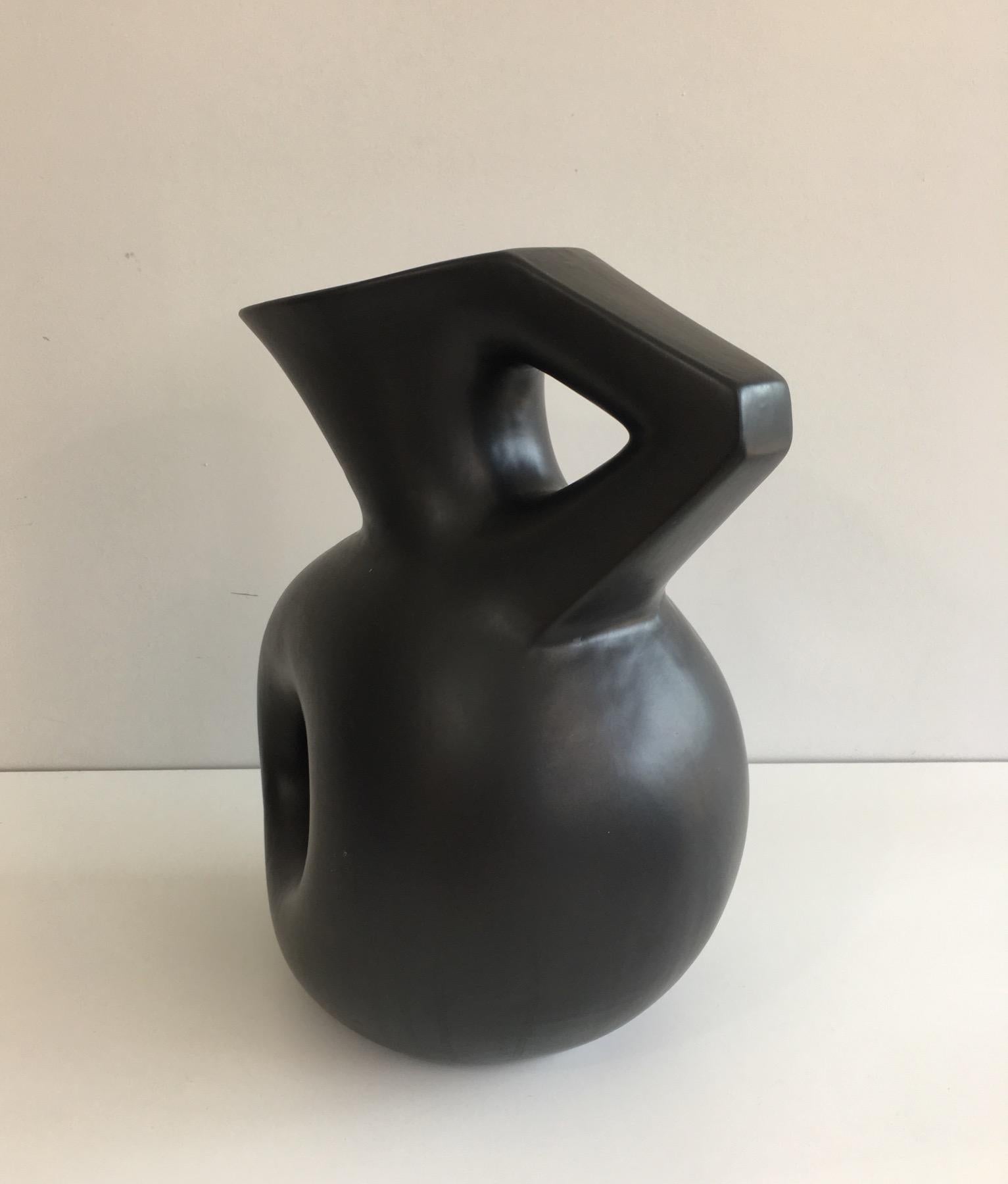 Late 18th Century Francis Cova, Tall Black Ceramic Sculpture