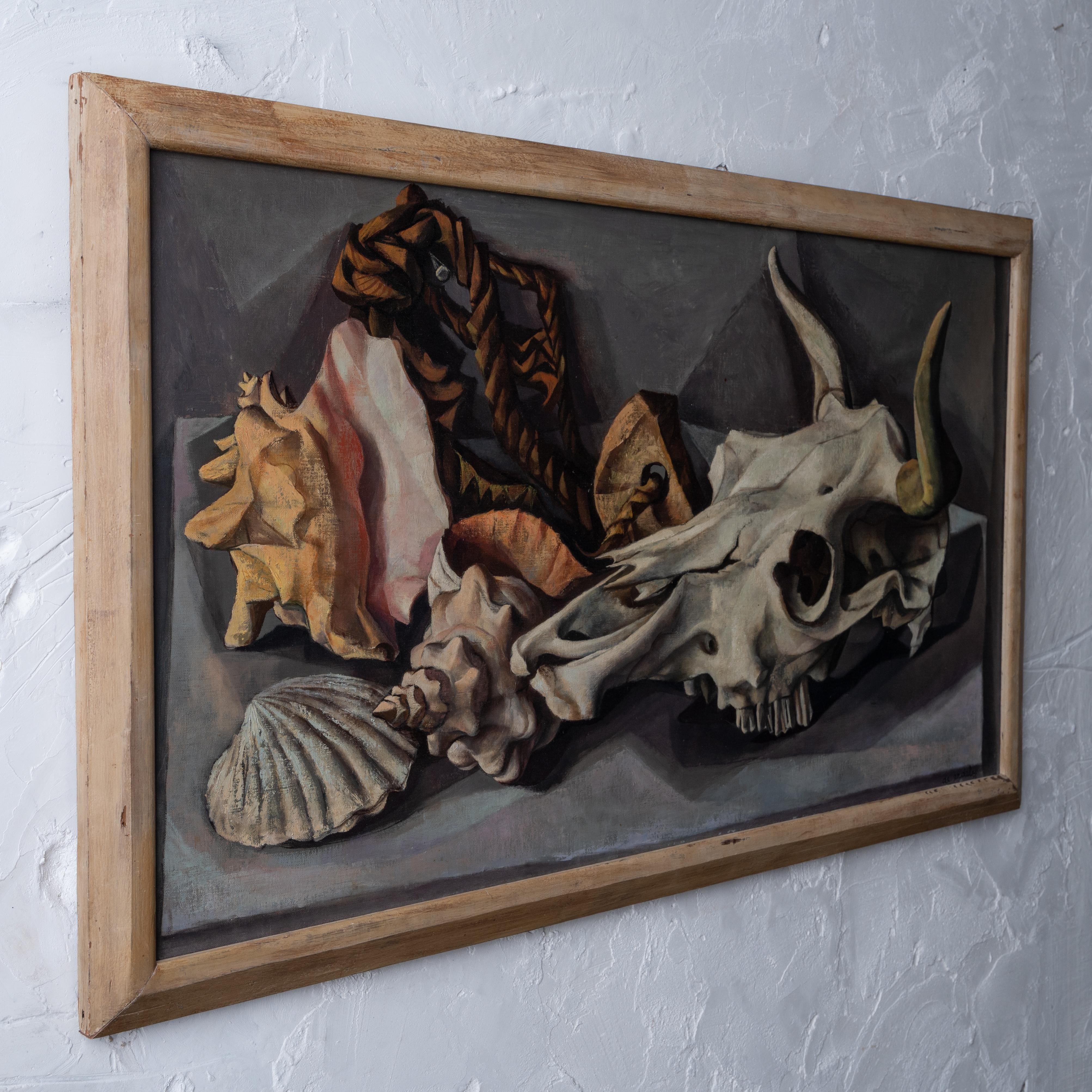 Francis de Erdely Still Life with Skull and Shells For Sale 2