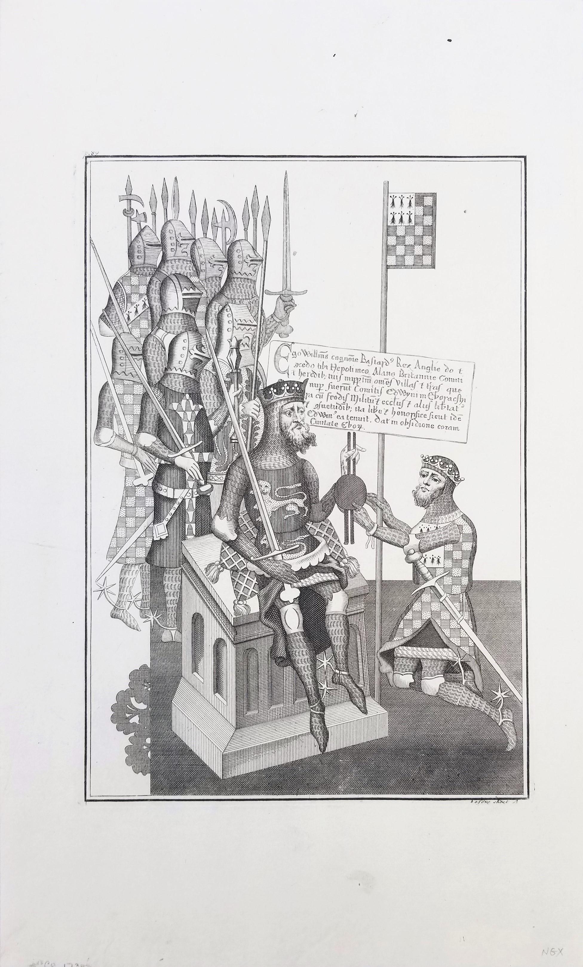 William the Conqueror Giving a Charter to his Nephew Alan Earl of Britain - Print by Francis Drake