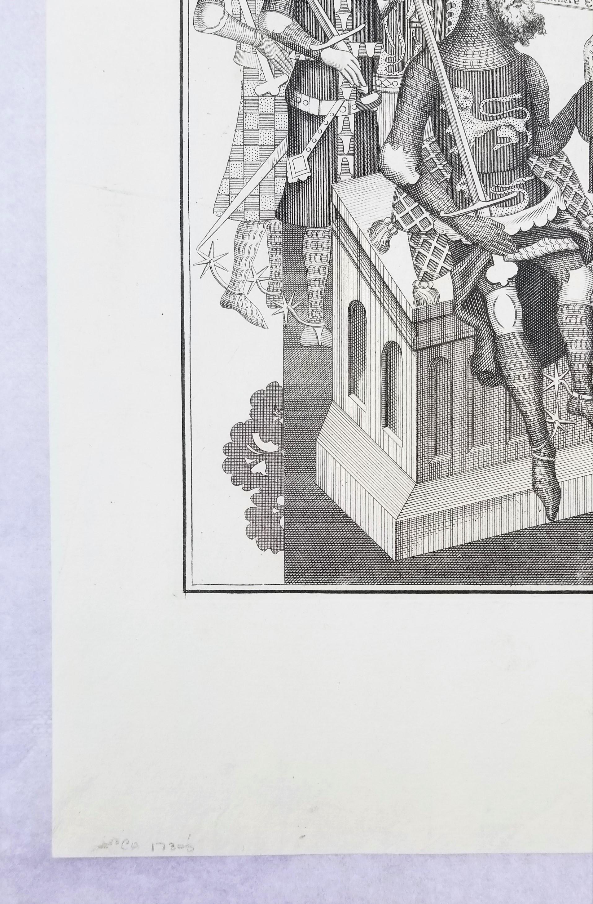 William the Conqueror Giving a Charter to his Nephew Alan Earl of Britain - Gray Figurative Print by Francis Drake
