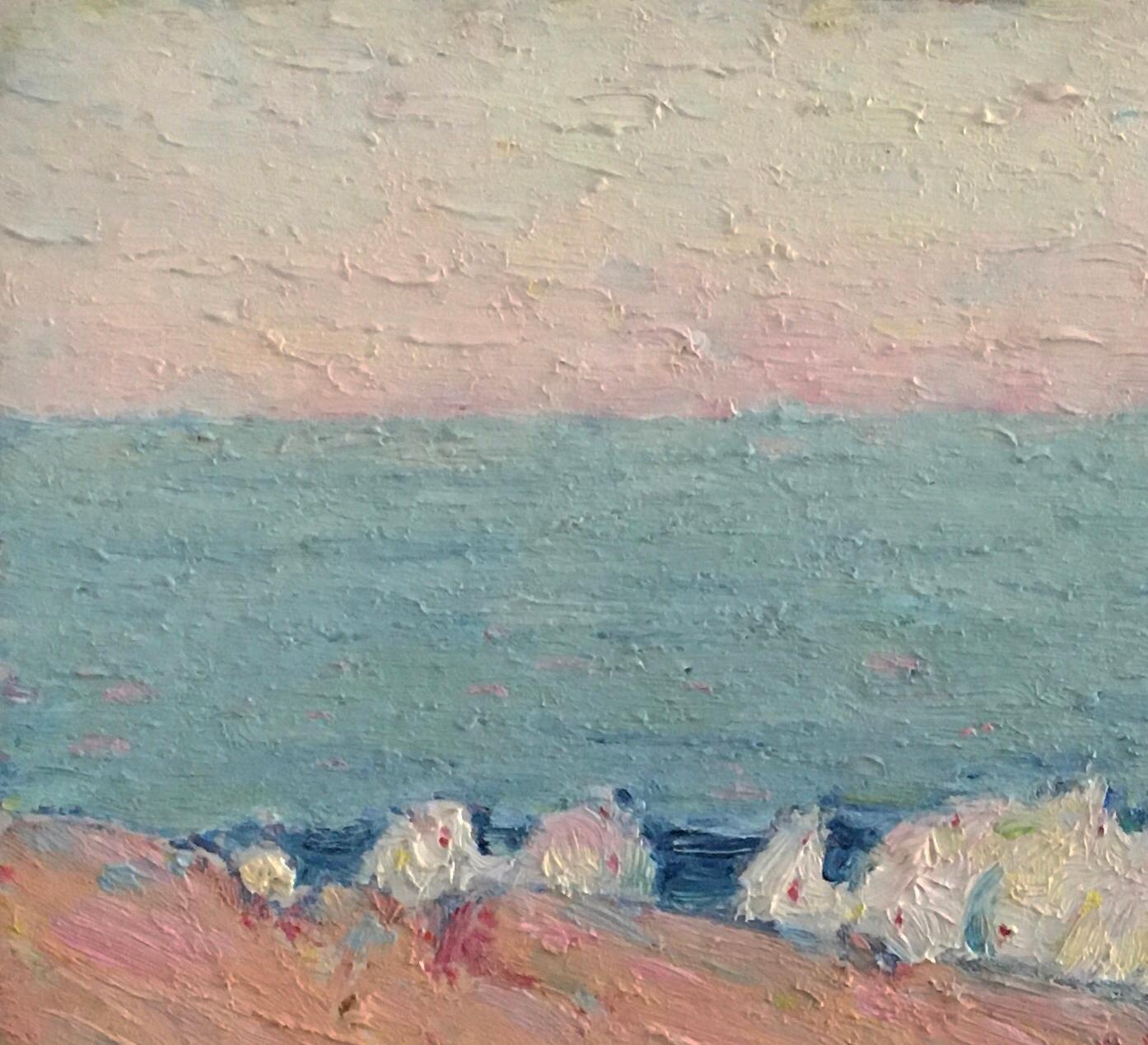 Santa Barbara California Escena costera oceánica Plein Air Olas Impresionista #0-90 - Painting de Francis Draper Jr.