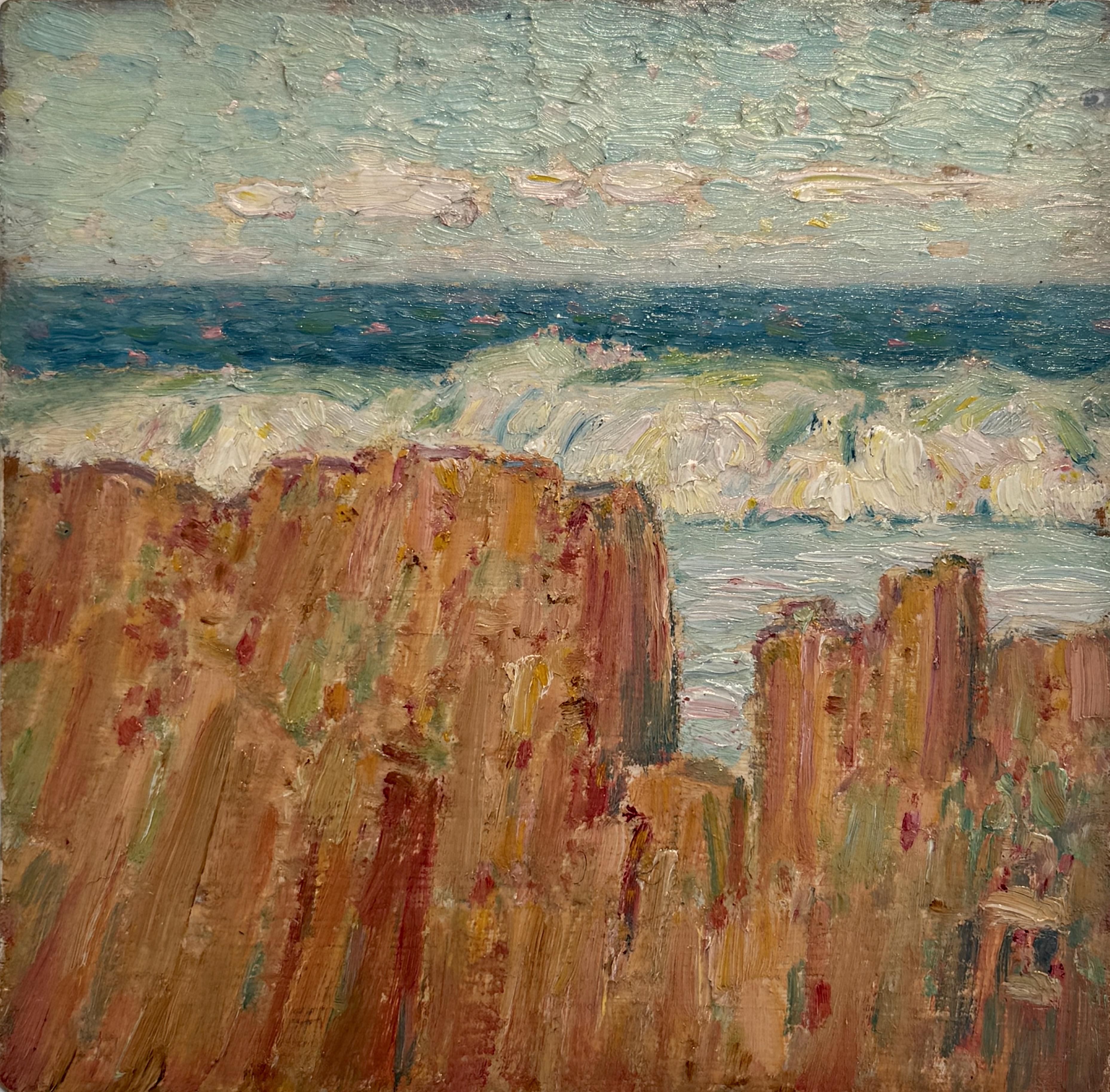 Francis Draper Jr. Landscape Painting – Impressionistische Plein Air-Szene von Santa Barbara, Kalifornien, Ozeanwellen #0-99