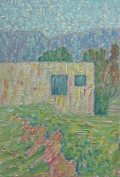 Santa Barbara California Paisaje Plein Air Casa de Adobe Montaña Colorido #0-94