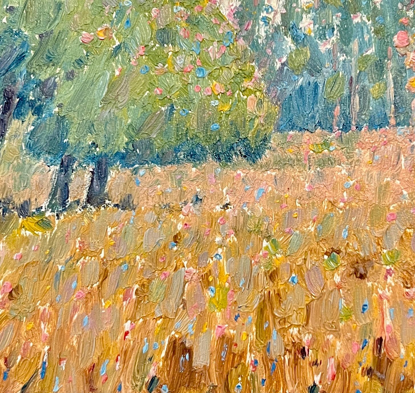 Santa Barbara California Plein Air Landscape Palm Trees & Field Colorful #0-57 - American Impressionist Painting by Francis Draper Jr.