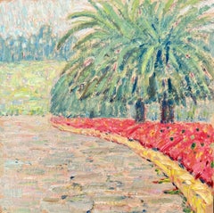 Antique Santa Barbara California Plein Air Landscape w Palm Trees - Impressionist #0-118
