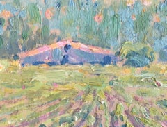 Santa Barbara Farm House California Plein Air Impressionist blue green rose 0-89