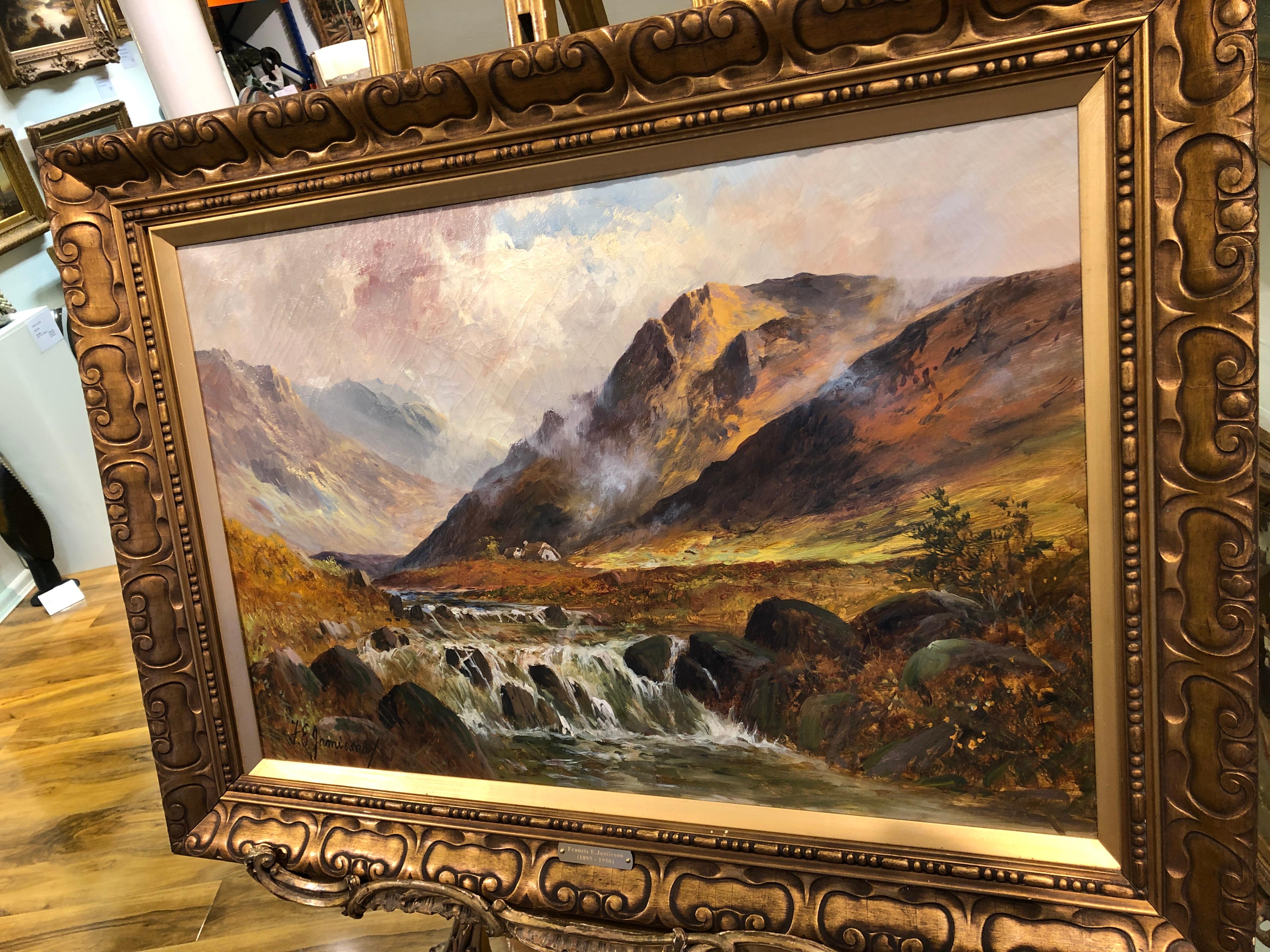 LARGE FINE ANTIQUE 19th CENTURY BY Francis E. Jamieson OLD SCOTTISH OIL PAINTING - Painting by francis E Jamieson