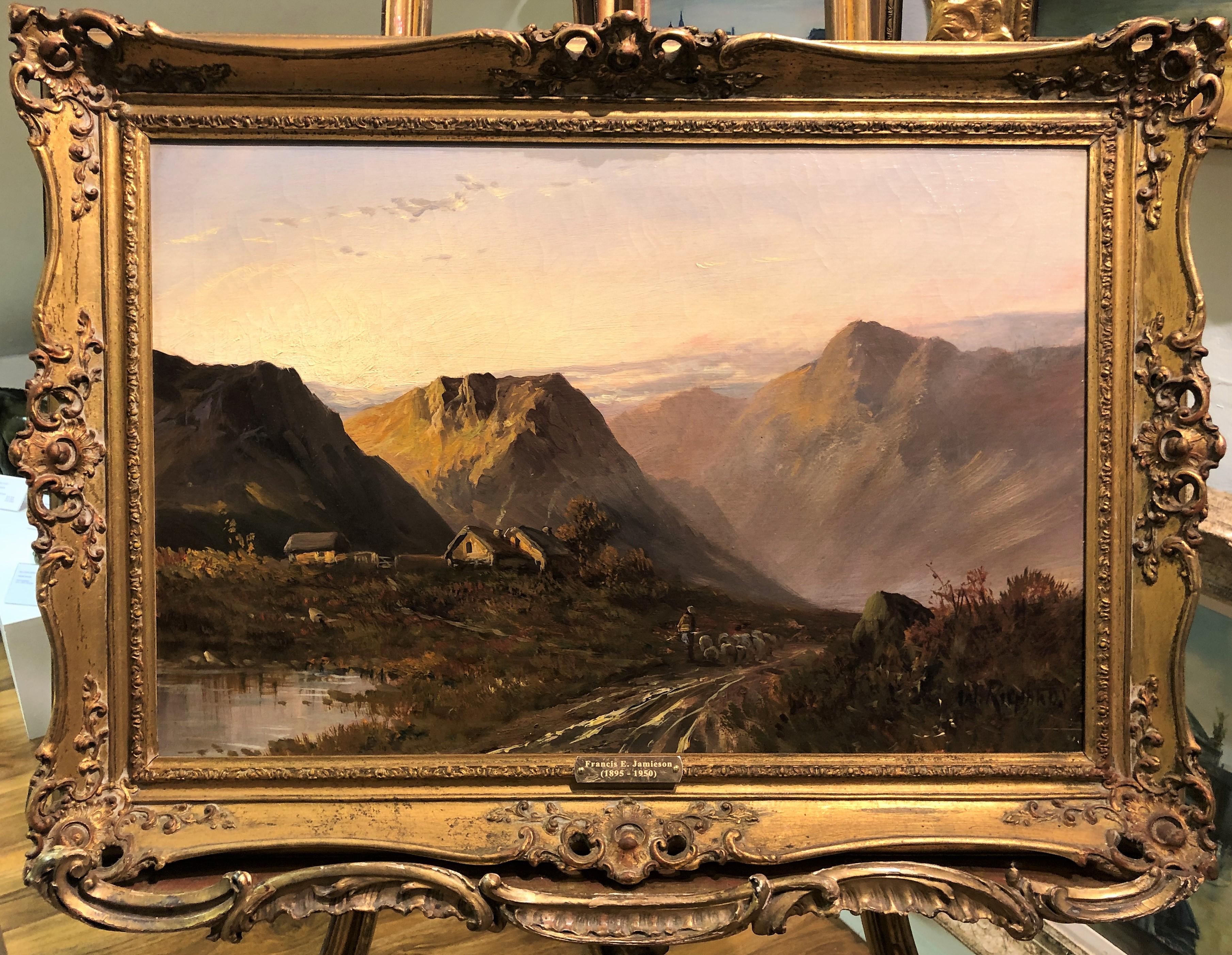 francis E Jamieson Landscape Painting - LARGE FINE ANTIQUE 19th CENTURY BY Francis E. Jamieson OLD SCOTTISH OIL PAINTING