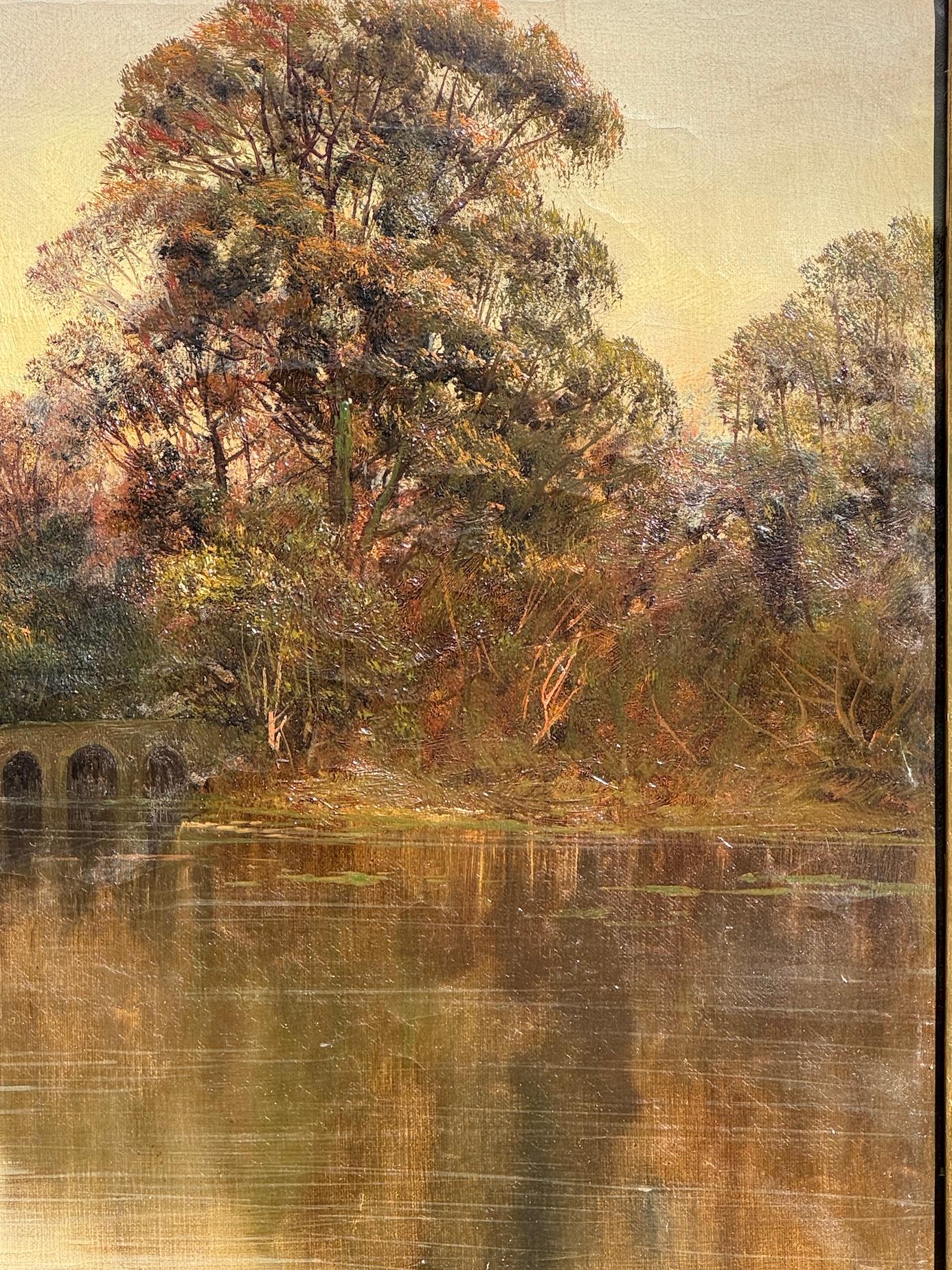 19th century English River landscape with Church at Sunset, Stratford Upon Avon For Sale 3