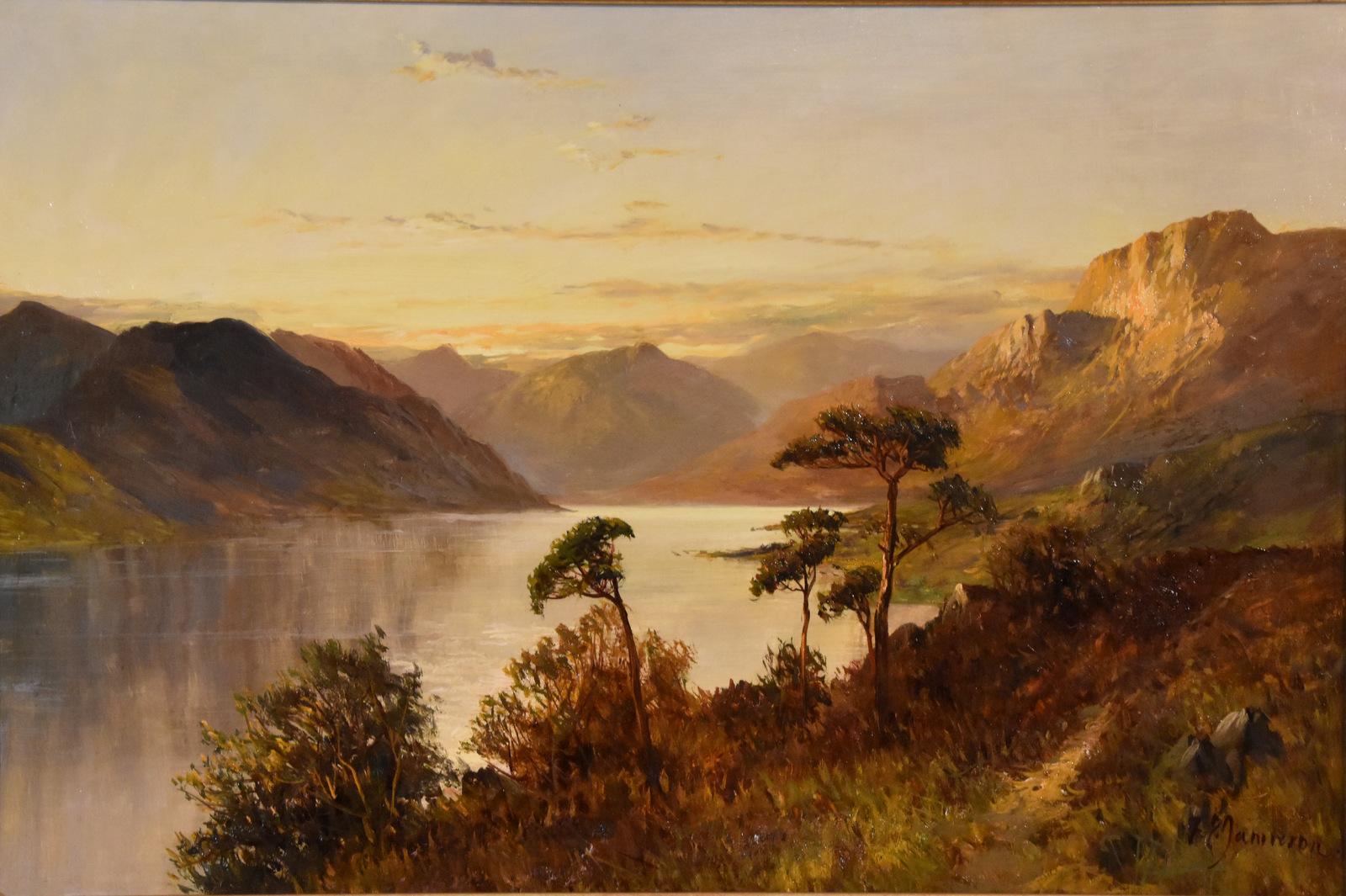 Peinture à l'huile de Francis E Jamieson « Loch Hawick » 1