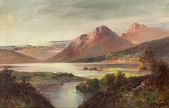 Peinture à l'huile ancienne des Highlands écossais signée Loch Tay Perthshire