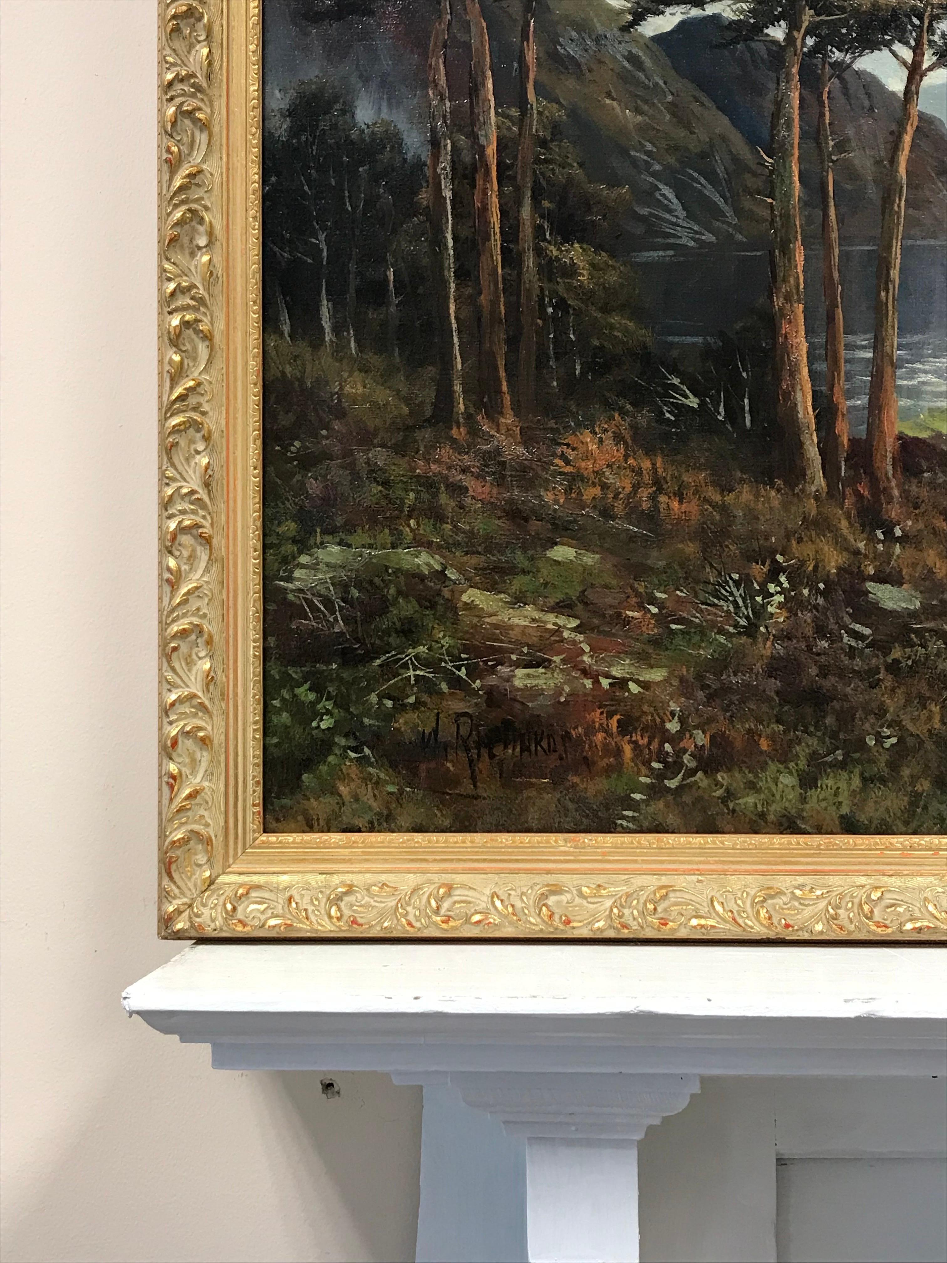 Antique Scottish Oil Painting - Loch Lomond Highlands Landscape, signed 1