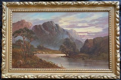 Antique Scottish Oil Painting Sunset GLENCOE