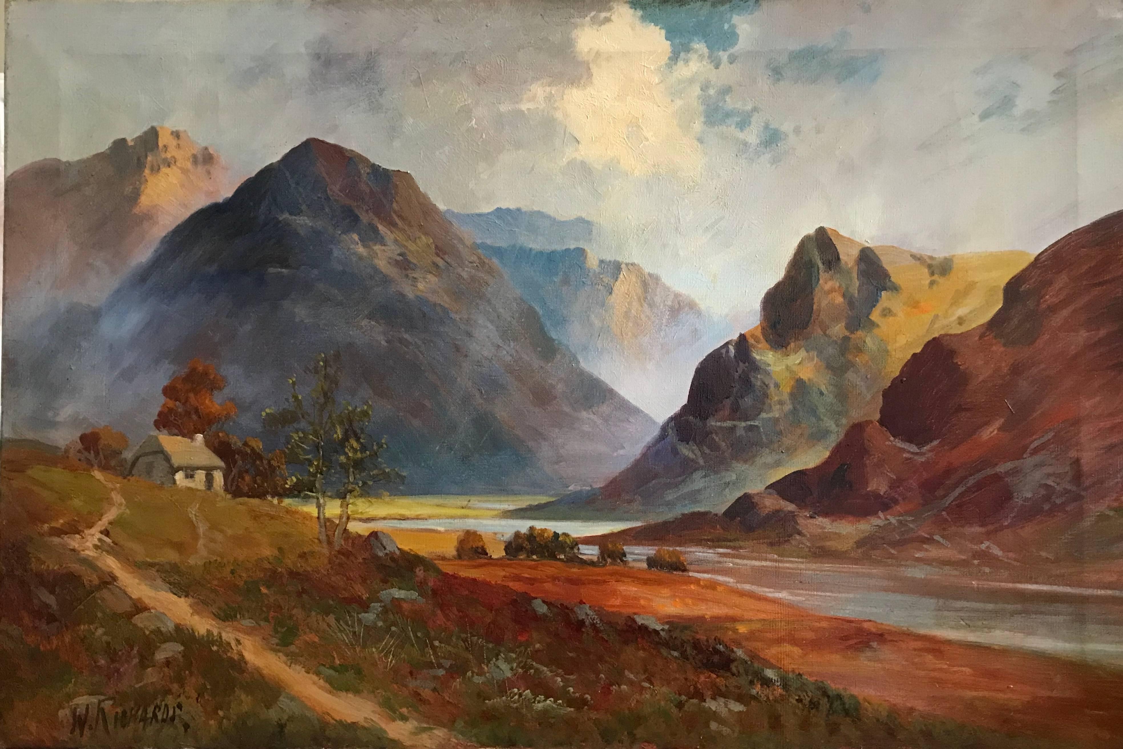 Francis E. Jamieson Landscape Painting - Antique Scottish Oil Painting Sunset Pitlochry