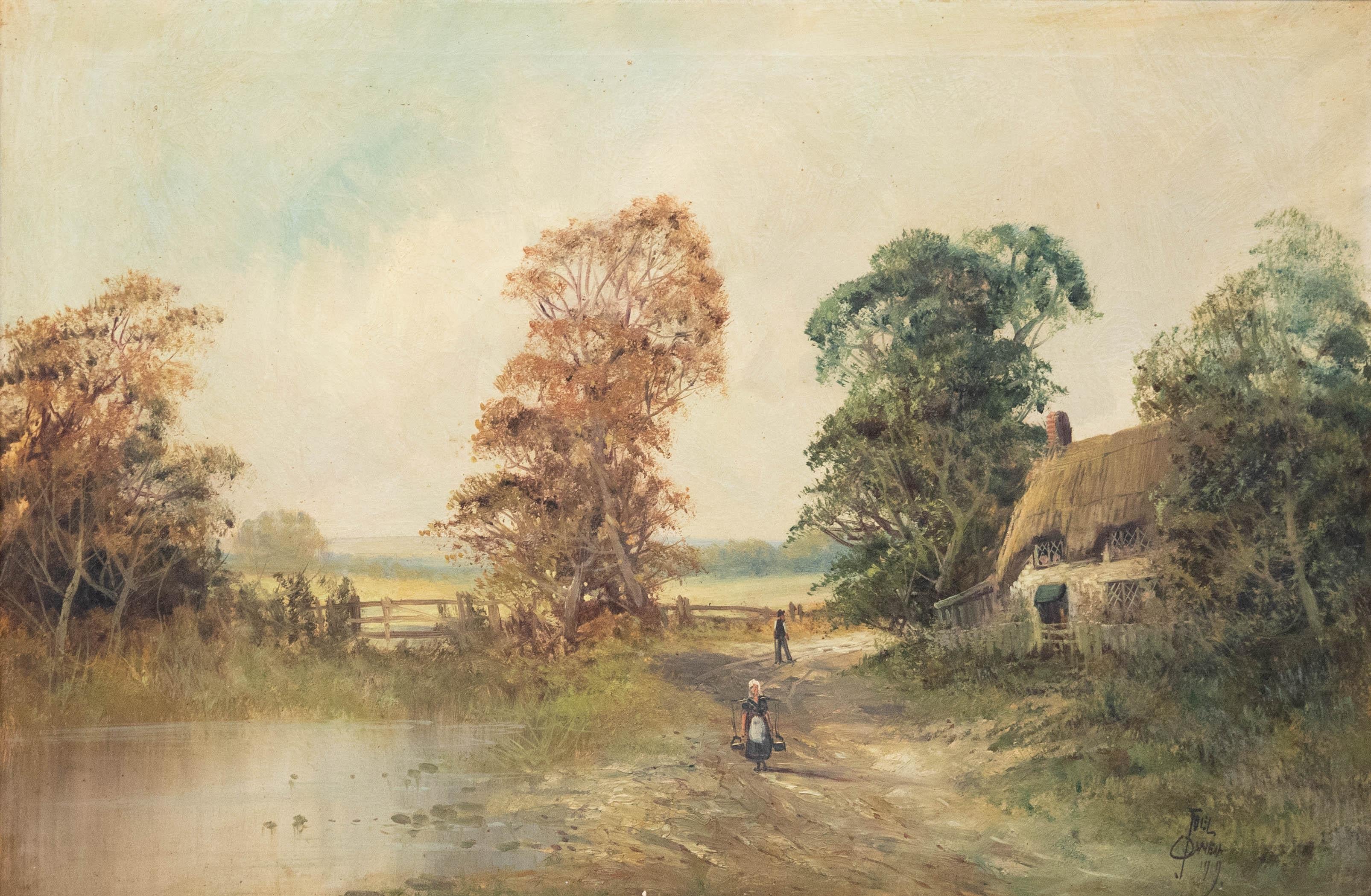 Francis E. Jamieson (1895-1950) - 1919 Olio, Cottage nel Gloucestershire in vendita 1