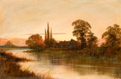 Francis E. Jamieson (1895-1950) - Huile du début du 20e siècle, Cottage on the River
